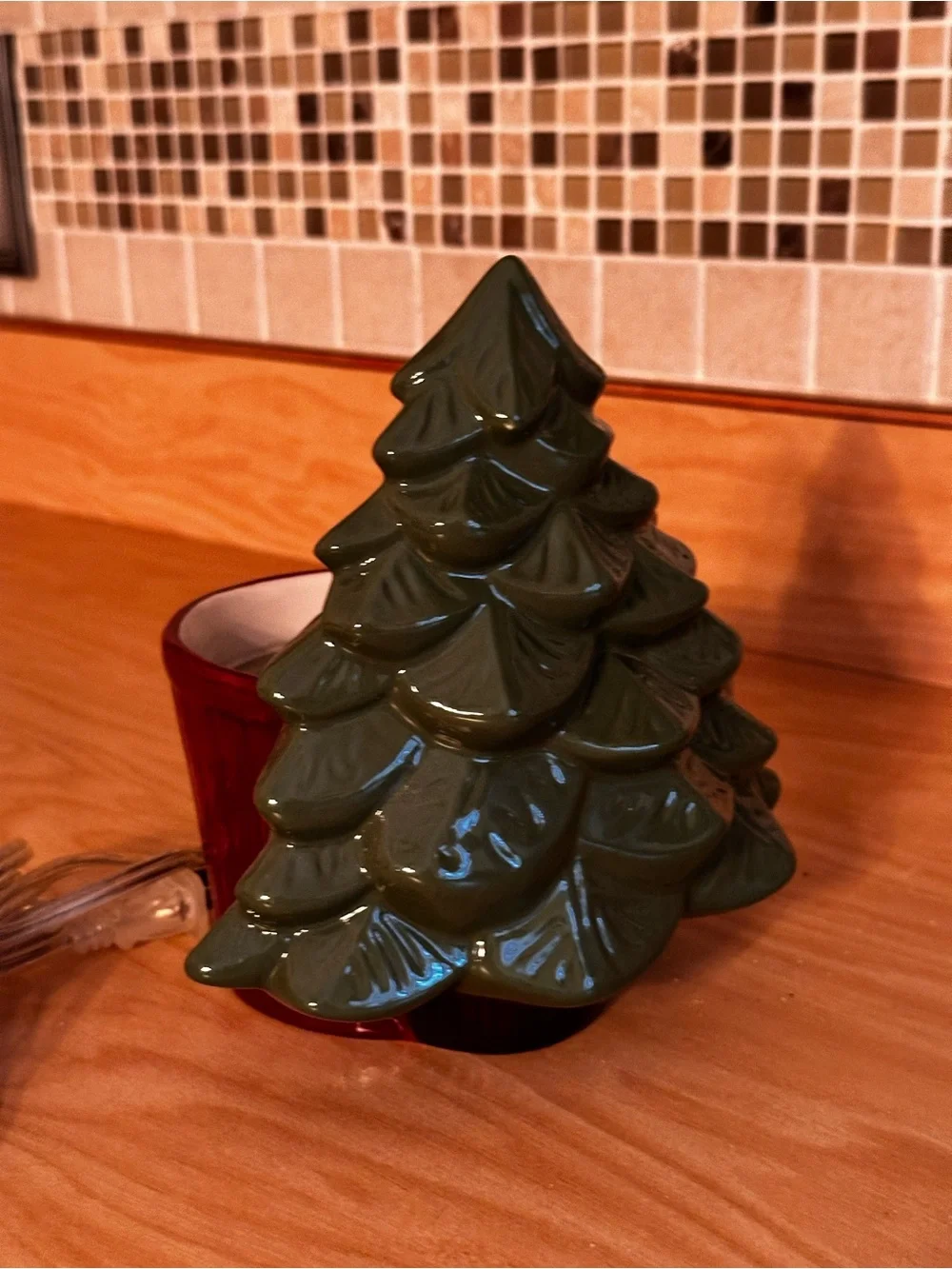 Yankee candle Green Ceramic Christmas Tree Holiday wax melter